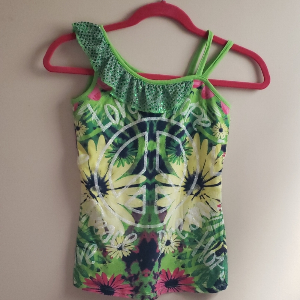 Justice size 12 Peace, Love, Hope Sequined Tank